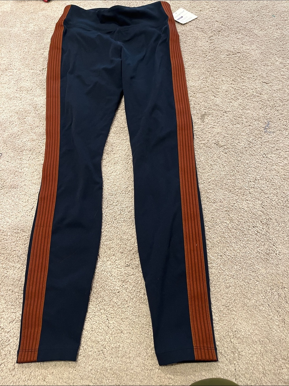Athleta Track High Waist Color Blue Side Tuxedo Leggings Women's Size S